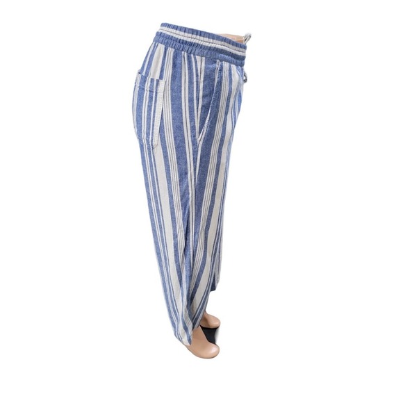 Old Navy Women's Pull On Drawstring Waist‎ Linen Blend Wide Leg Cropped Pants - Picture 9 of 12